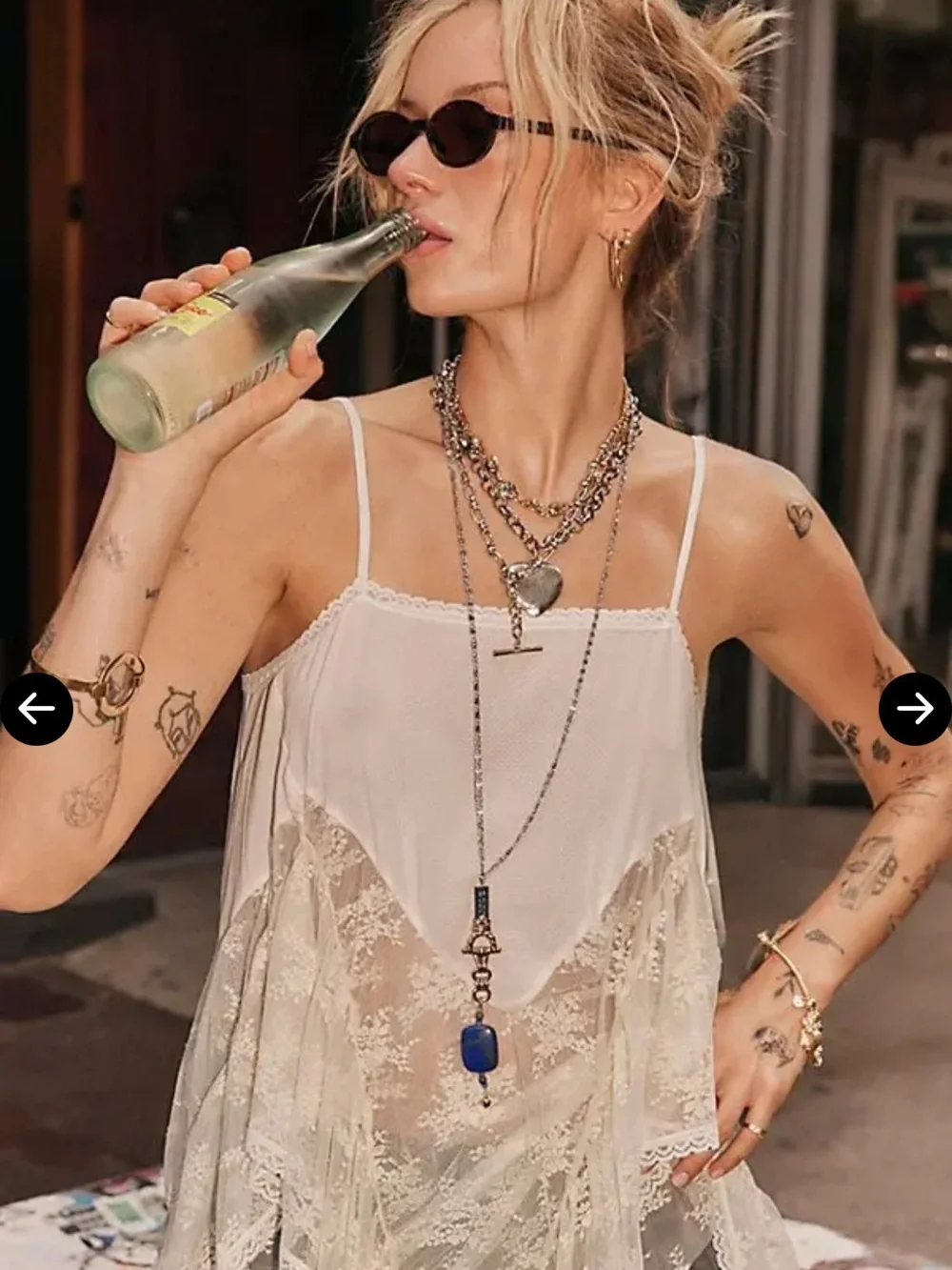NWOT Free People Winslet Layer Necklace Gold Combo